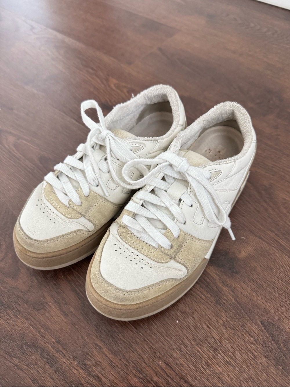 Fendi Off-White and Tan Sneakers